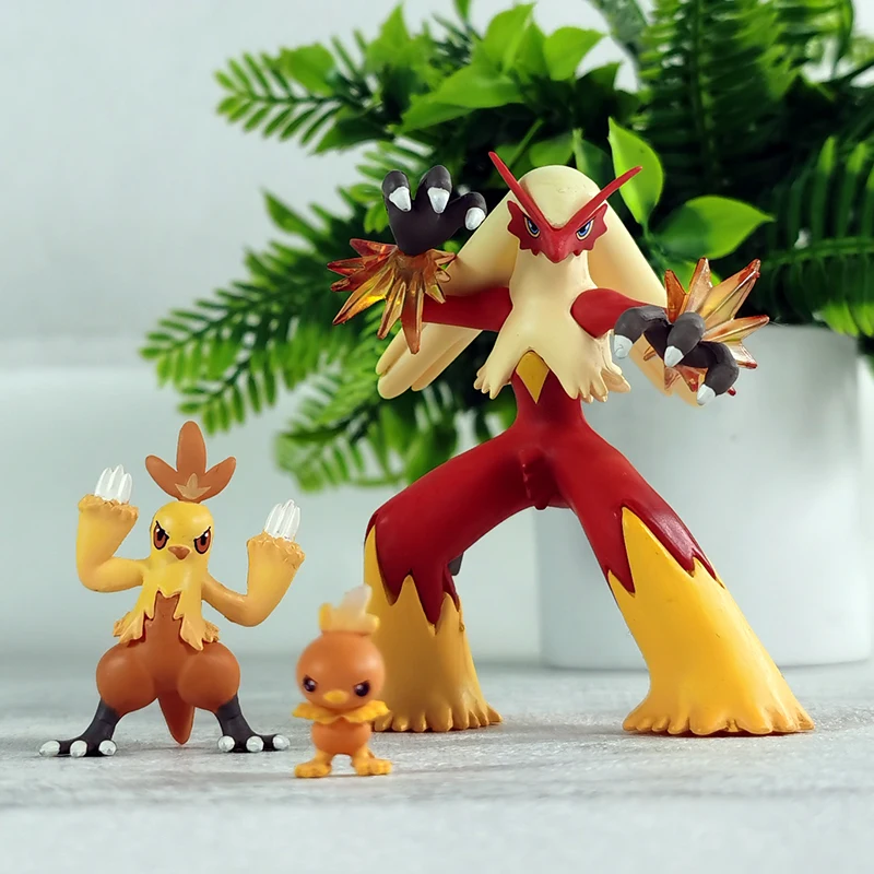 새로운 3개 세트 토치크 애니메이션 피규어 콤부스켄 피규어 블라지켄 진화 그룹 PVC 스태츄 컬렉션 모델 선물 장난감