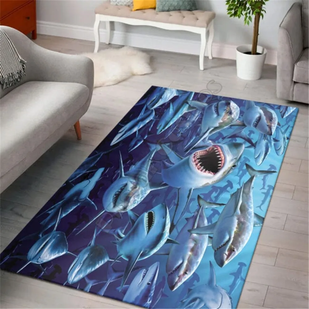 

Love Shark Rectangle Rug 3D All Over Printed Non-slip Mat Dining Room Living Room Soft Bedroom Carpet 01