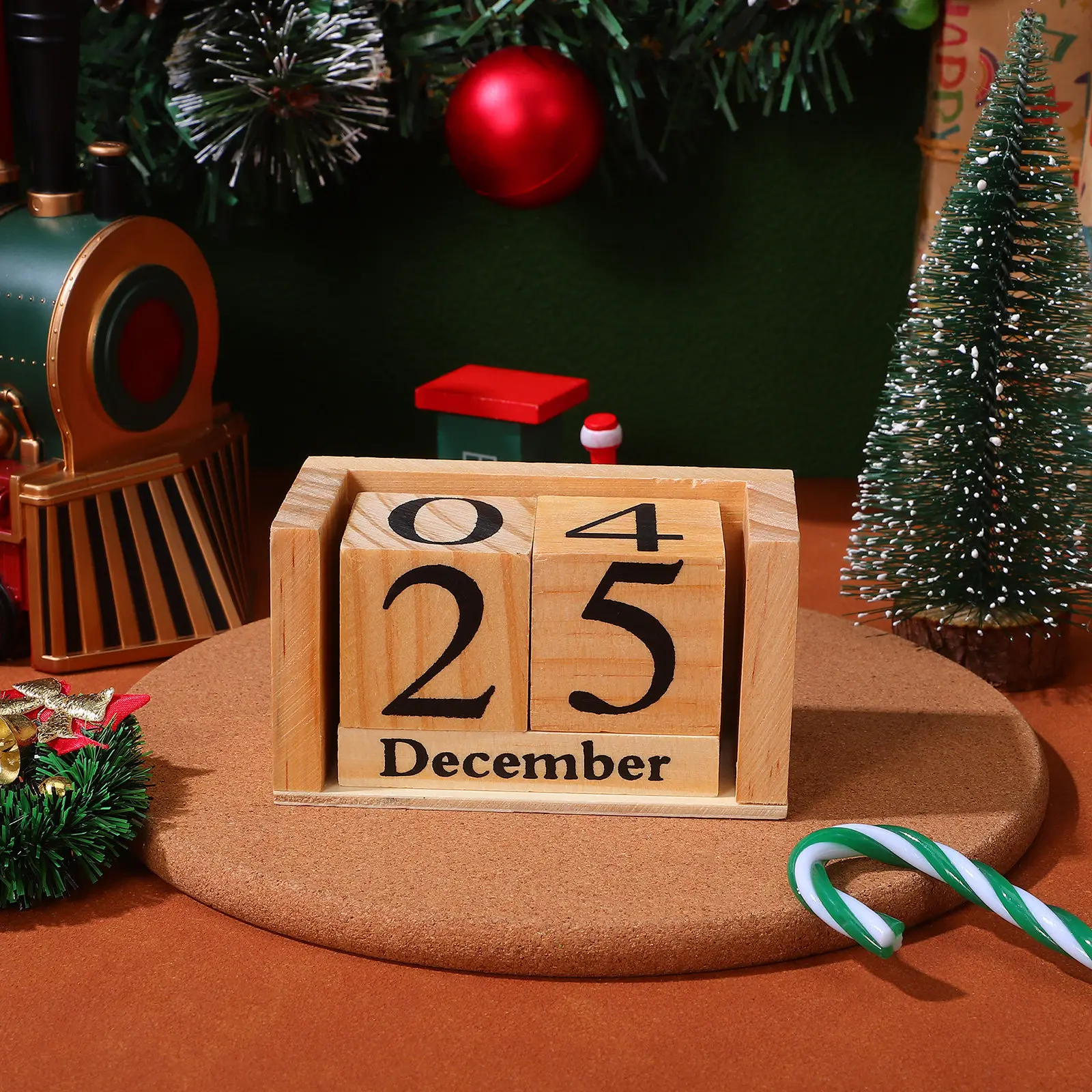 

Perpetual Wood Calendar Manual Change Design Elegant Tabletop Standing Calendar for Office Study Room Decorative Desk Accessory