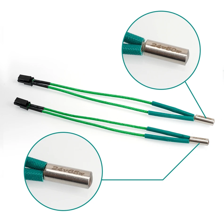 5pcs 3D Printer Heater Cartridge 24V 65/50W φ6mm×15mm Heating Tube Rod For Voron 0.1/1.8/2.4 Series With 15cm Green Cable