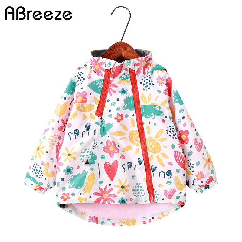 2023 New Spring Autumn Children Top Clothes 2-9Y Girls Hooded Jackets Fashion Animal Floral Print Outerwear Coats For Girls