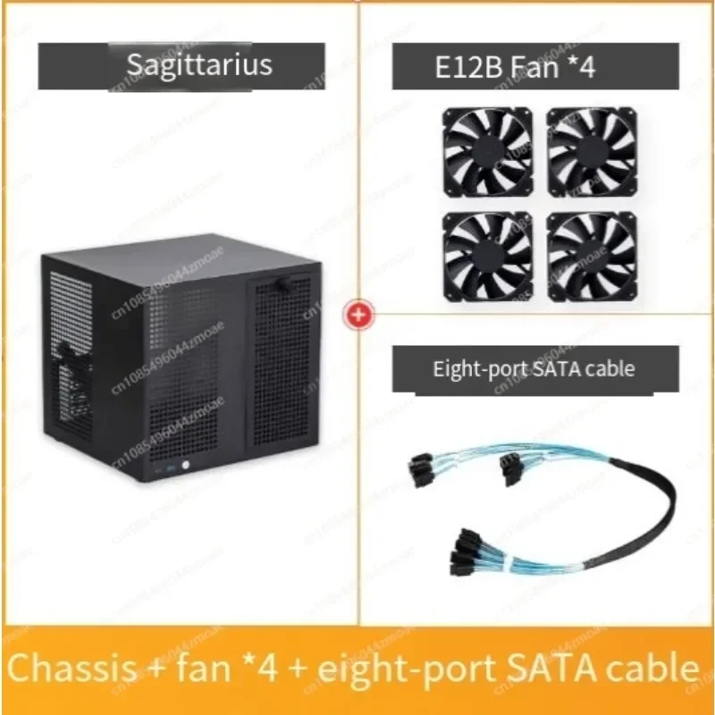 8-bay NAS with Backplane Chassis, M-ATX Compact，Sagittarius chassis+E12W fan+eight port SATA cable, PCIe Synology UNRAID