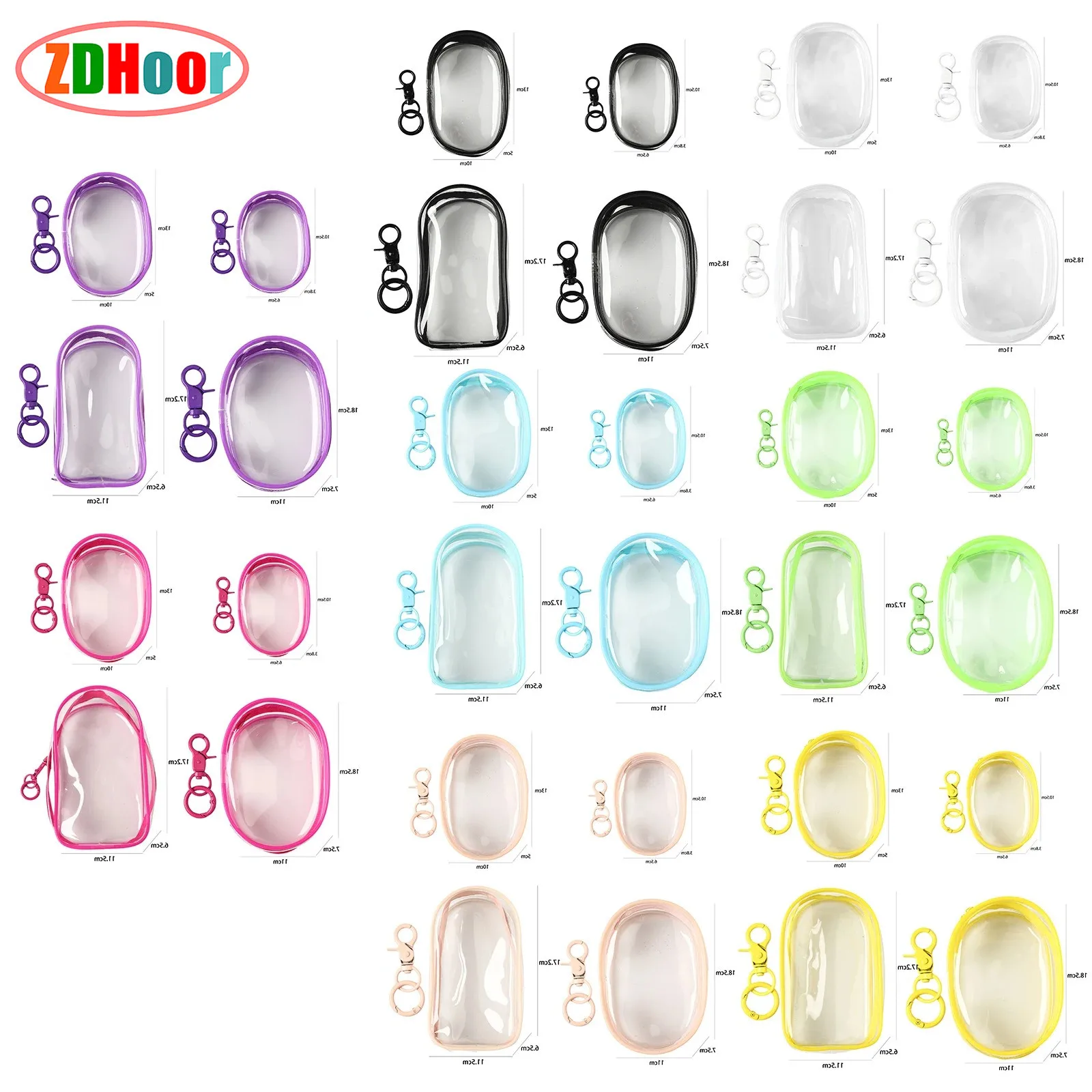 

Transparent Large-capacity Box Storage Case Doll Organizer Double Zipper Design Box with A Detachable Key Ring Daily Accessory