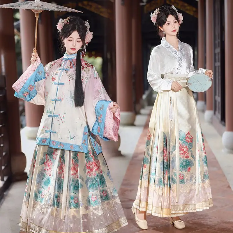 

Ming Dynasty Hanfu woven gold patterned and decorated horse-face skirt, elegant and suitable for petite figures, suitable