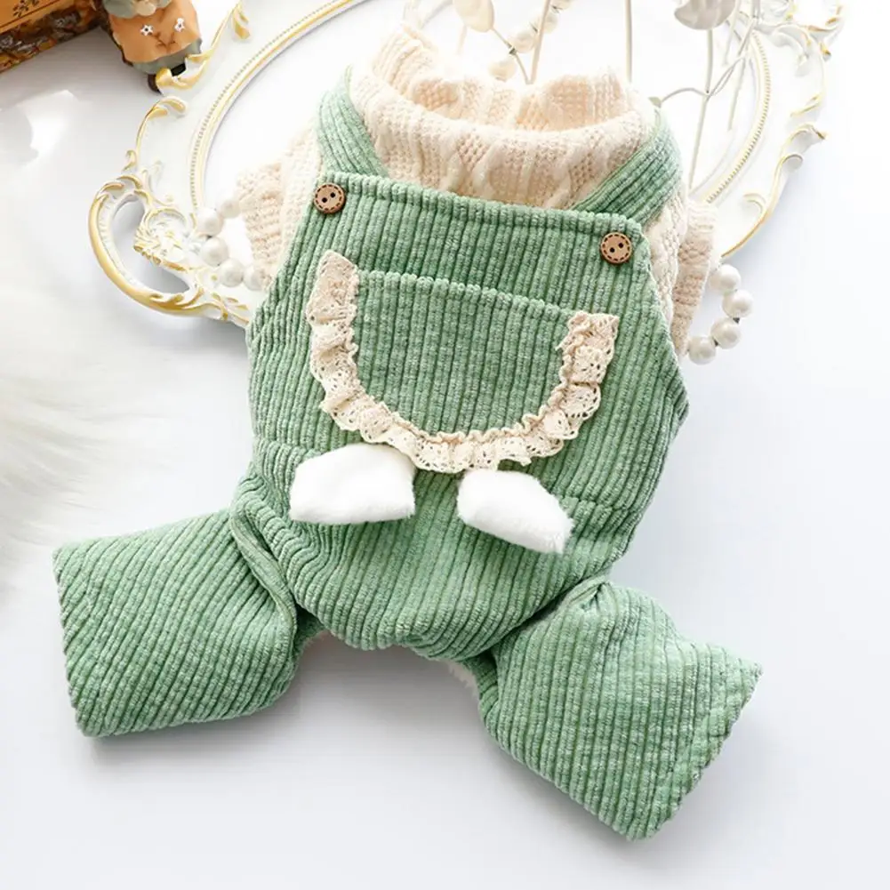 Stylish Pet Costume Romper Skin-affinity Dress Up Pet Accessories Lovely Lace Pocket Puppy Cat Costume Jumpsuit