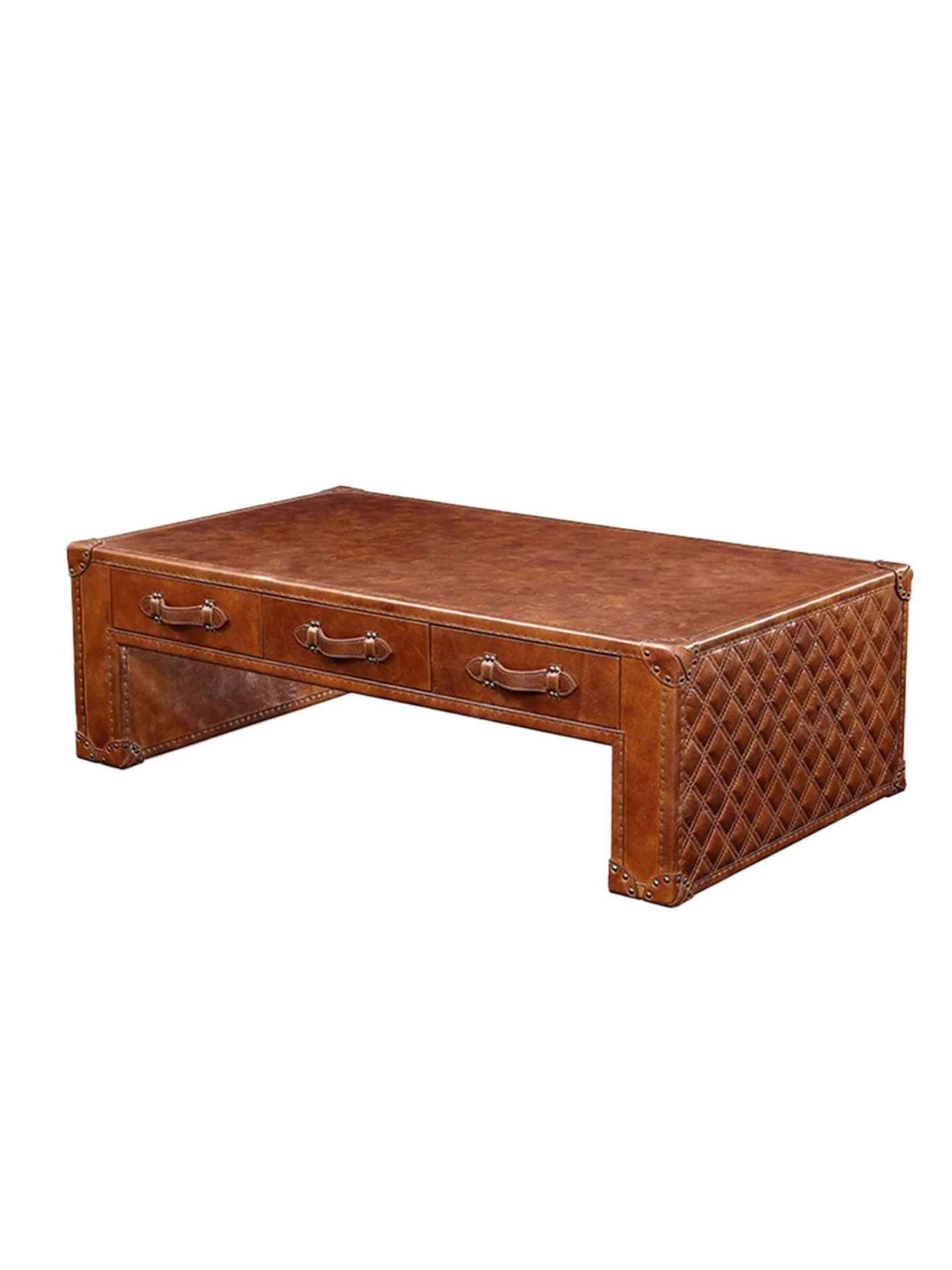 

Medieval style furniture Industrial style coffee table American style leather box Hotel retro homestay Cigar bar European
