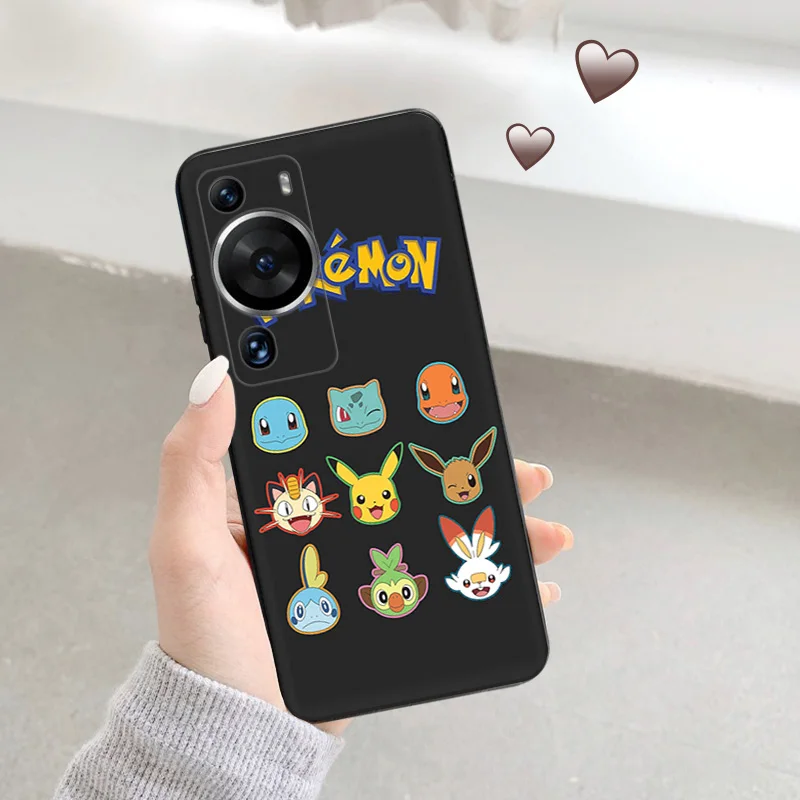 Matte Phone Case for Huawei P20 Pro P Smart P40 P30 Moto G30 G31 G200 One Fusion Pikachu Squirtle Pokemon Soft Black Case Funda image 2
