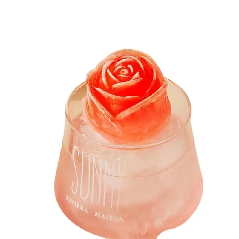 3D Rose Ice Molds Kitchen Small Ice Cube Trays Make 4 Grids Cute Flower Shape Ice Silicone Rubber Fun Ice Ball Maker