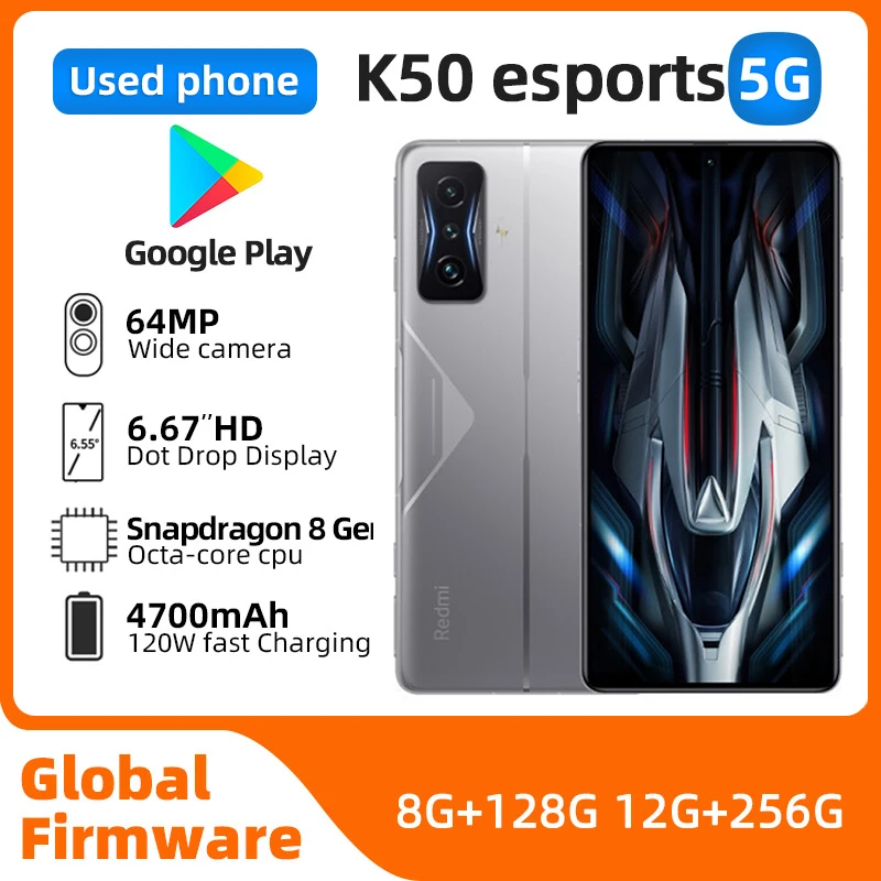 Redmi k50 إصدار Esports 256GB ROM 5G هاتف ذكي أندرويد 6.67 بوصة جميع الألوان بحالة جيدة هاتف مستعمل أصلي #1