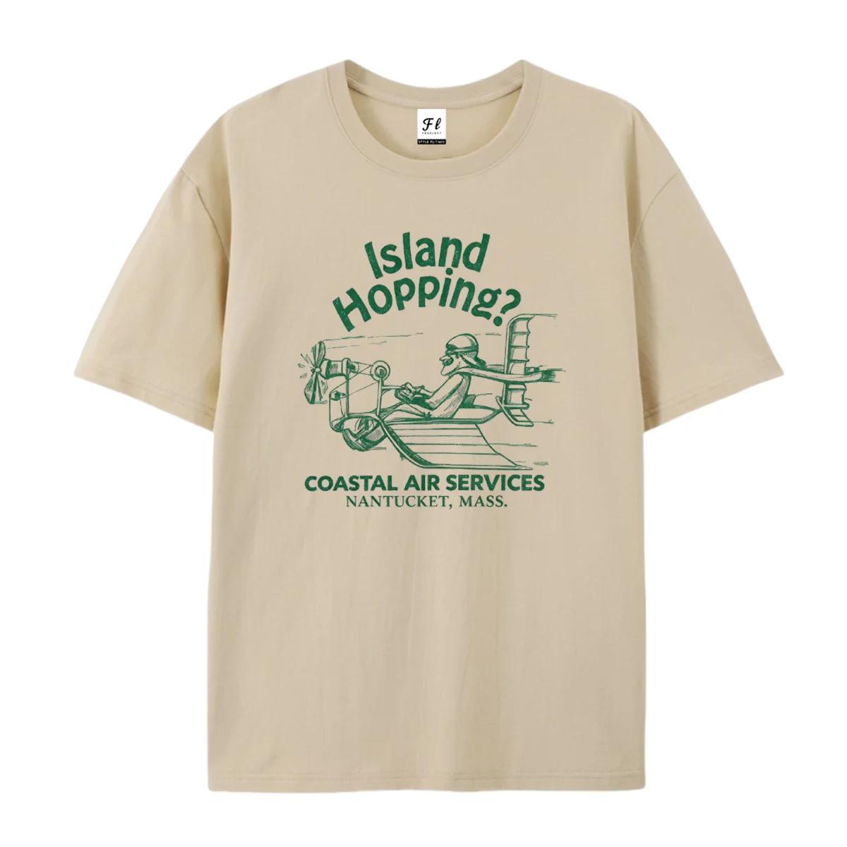 Vintage Island Hopping Nantucket T Shirt Retro Coastal Air Services Graphic Tee Summer Beach Vacation Casual Pink Unisex Tops