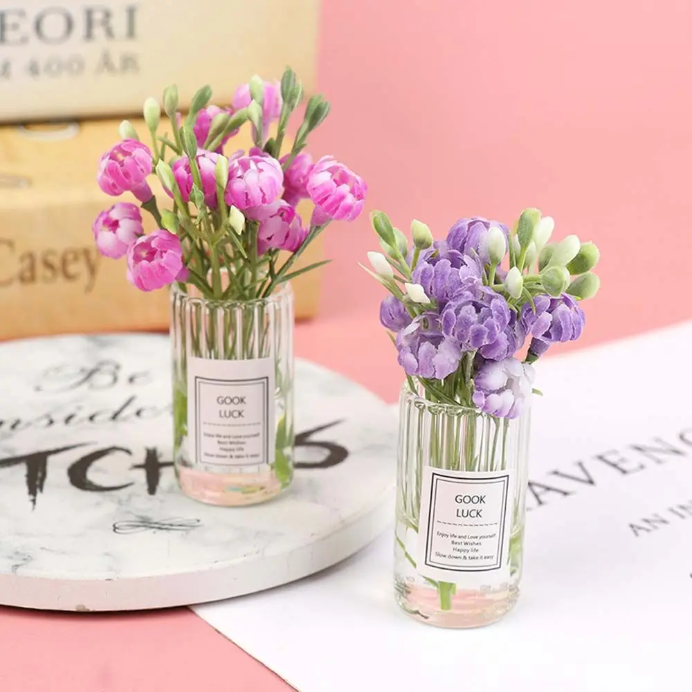 Model Crafts Jasmine Flower Vase Dollhouse Accessories  House Decoration 1:12 Dollhouse Miniature Simulation Potted Plants