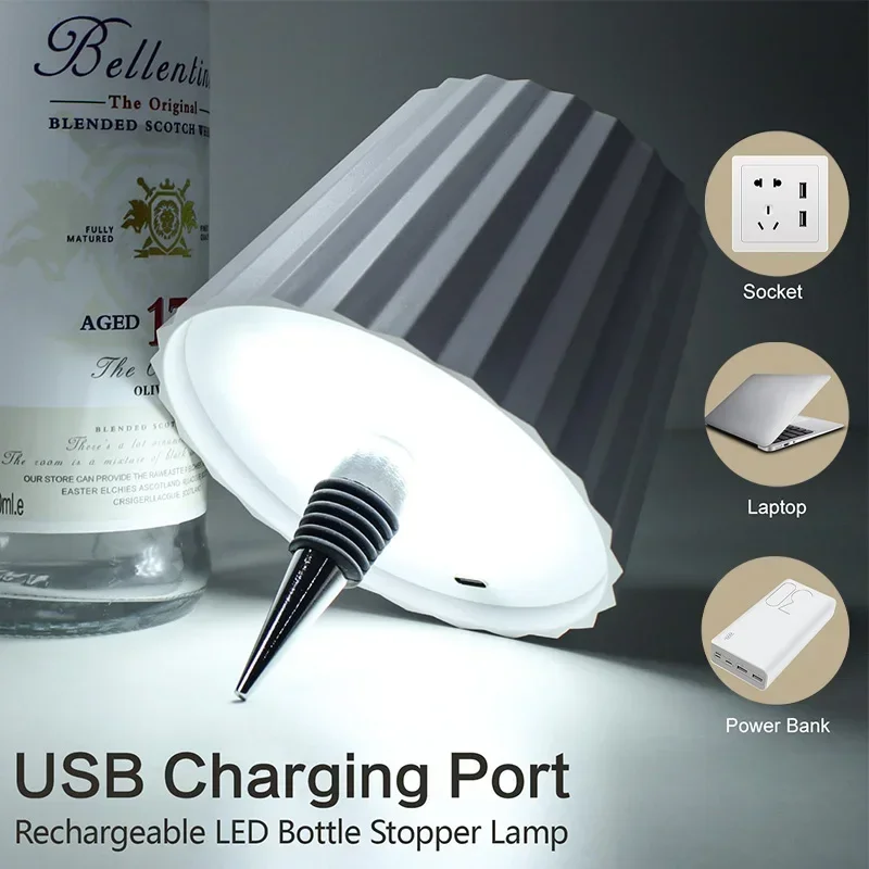 2025 LED Bottle Table Lamp Touch 3 Colors Rechargeable Portable Desktop Decoration Lamp For Bar Restaurant Camping Atmosphere De