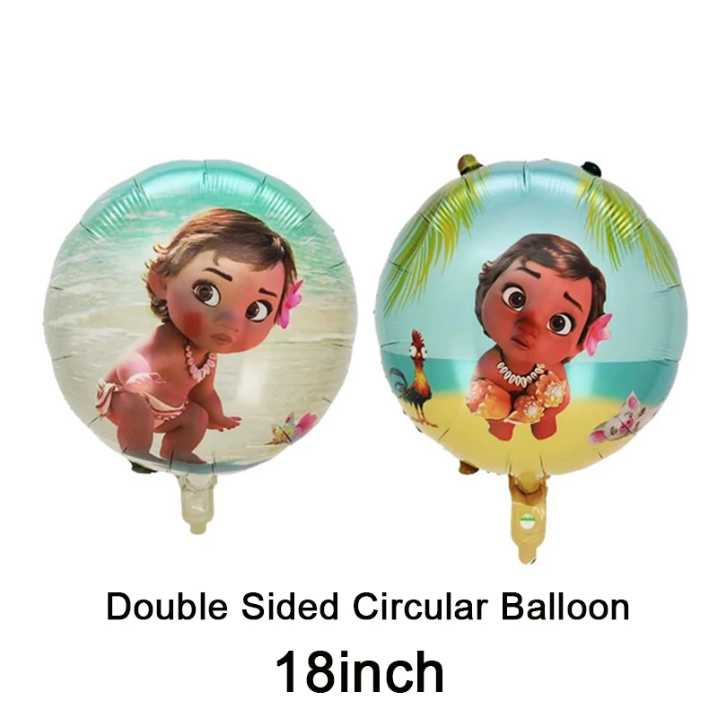 NEW Moana Princess Sailing Journey Theme Birthday Party Decoration Latex Digital Double Sided Round Balloon Set Baby Shower Gift