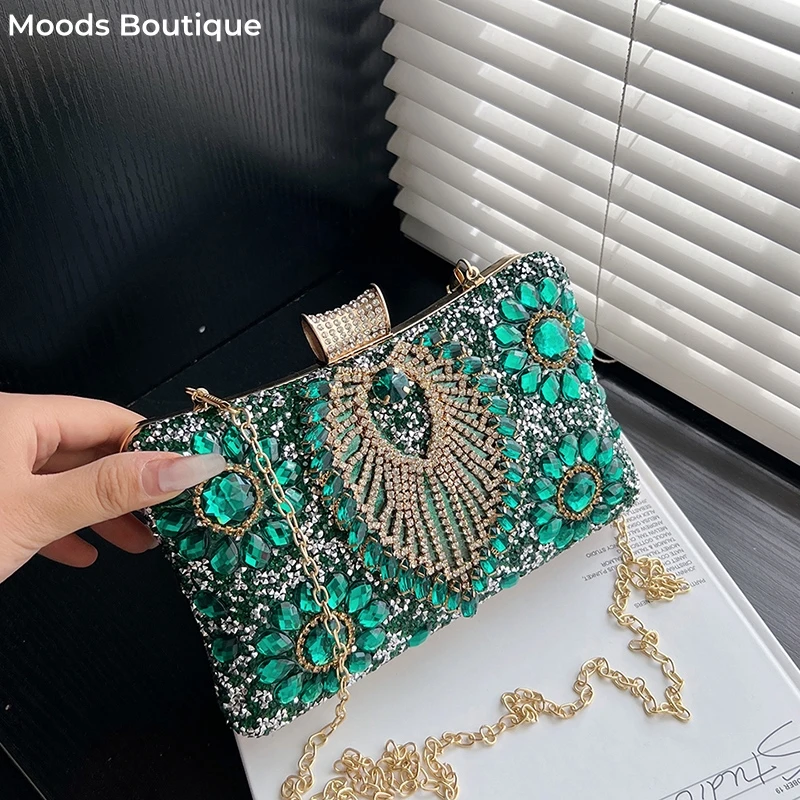 Luxury Sparking Rhinestone Evening Clutch Bags For Women Wedding Prom Dinner Party Gemstone Crossbody Bag 2024 Designer Handbags