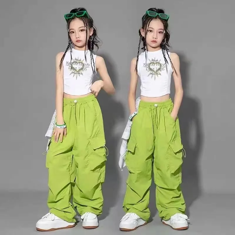 Teenager Girl s Cargo Pants Childrens Trousers Wide-legPockets Pants Spring & AutumnFashion Baby Girl Boy Trousers Kids Clothing