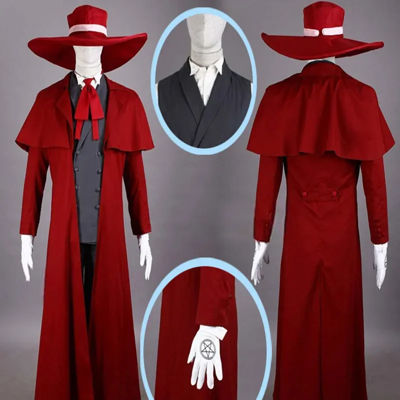 HELLSING Anime Alucard Vampire Hunter Tailored Cosplay Costume Ultimate Vampire Halloween Cosplay Costume Full Set Custom Made