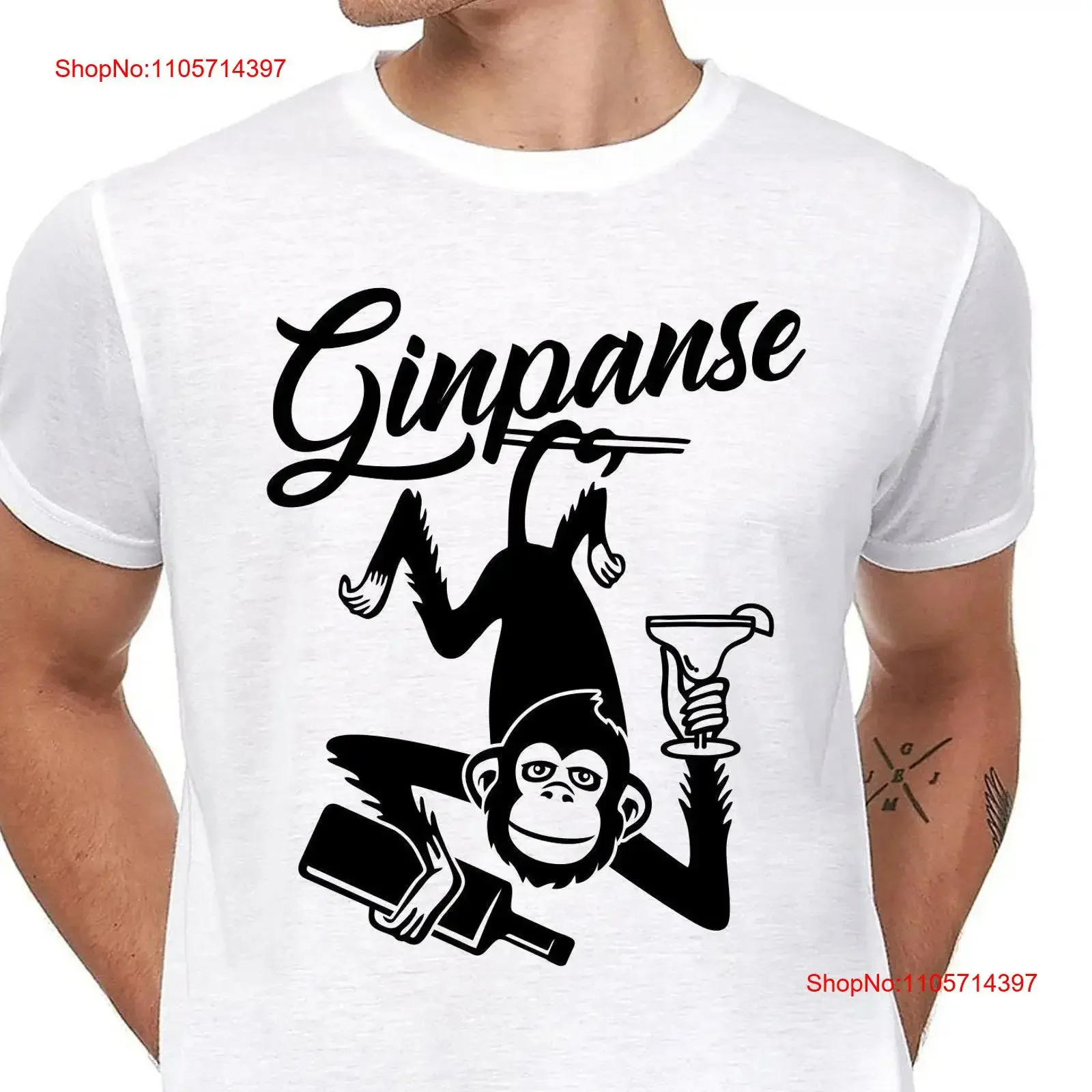 GINPANSE Chimpanzee Chimp Monkey Ape Gin Drink Cocktail Alcohol Party SayingS Fun Comedy Funny T Shirt vintage Washed Stylish