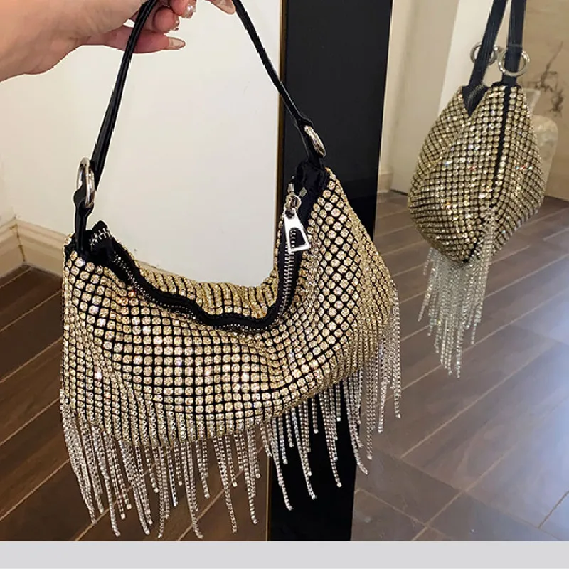 

Handle Rhinestones Knot Evening Bags Silver Crystal Top Handle Bag for Women Purses and Handbags Luxury Designer Handbag Tote