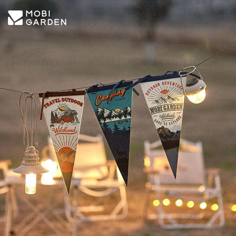 

MOBI GARDEN Atmosphere Triangle Felt Flag 500g Ultralight Camping Accessories Party Decoration Hanging Flag Banner 3 PCS Soft