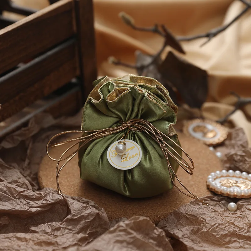 10/20/30 قطعة أكياس الهدايا الفاخرة عيد الميلاد حفلة عيد ميلاد أكياس الحلوى الشوكولاته كيس التعبئة والتغليف مع اللؤلؤ لوازم الزفاف #6