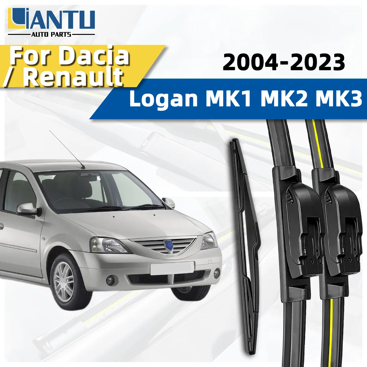 

3PCS Front Rear Windshield Wiper Blades Suitable For Dacia Renault Logan MK1 MK2 MK3 2004-2023 Superior Quality Spare Parts 2022