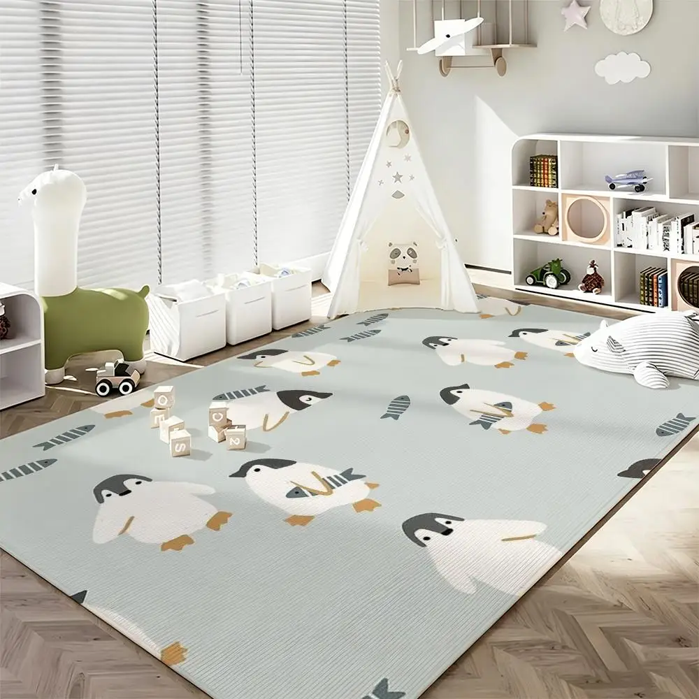 Animal P-Penguin Floor Mat Soft Flannel Entrance Door Mat Non Slip Absorbent Bathroom Bedroom Floor Rug