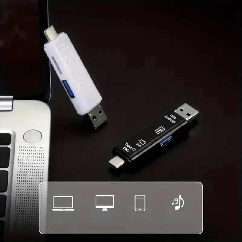 5-in-1 High-Speed USB Type C/USB/Micro USB/TF/SD Memory Card Reader OTG Adapter for Boosting Mobile Phone Performance