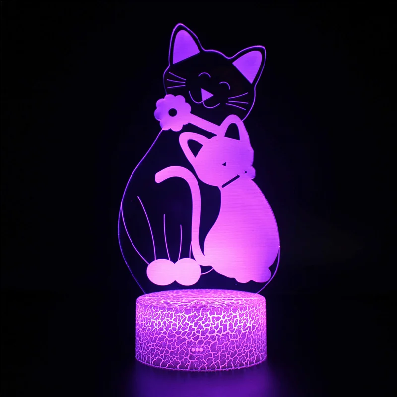 Nighdn Cute 3D Cat Night Light Kids LED Cat Lamp Lovely USB Acrylic Table Nightlight for Children Gift Bedroom Room Decor Light