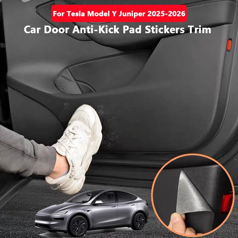 

For Tesla Model Y Juniper 2025-2026 Car Door Anti-Kick Pad Stickers Leather Side Door Panel Anti-scratch Protective Accessories