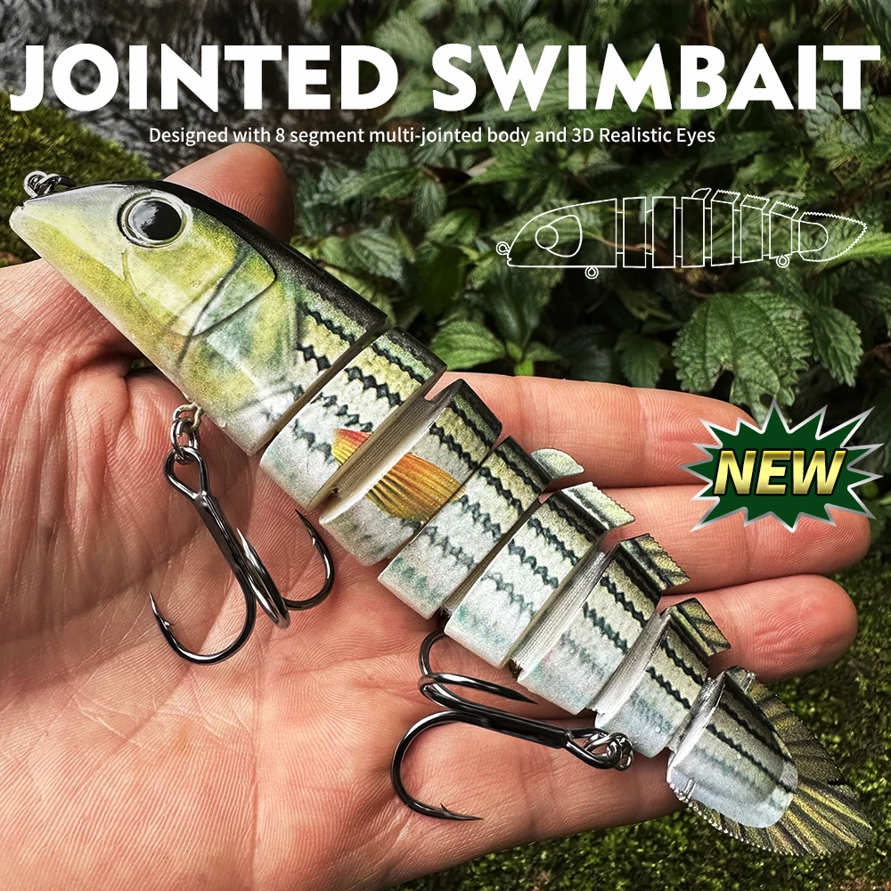 

16.5cm42g Saltwater Multi-Jointed Fishing Lure Lifelike Swimbait Treble Hooks for Sea Bass/Tuna Slow Sinking Long Cast Hard Bait
