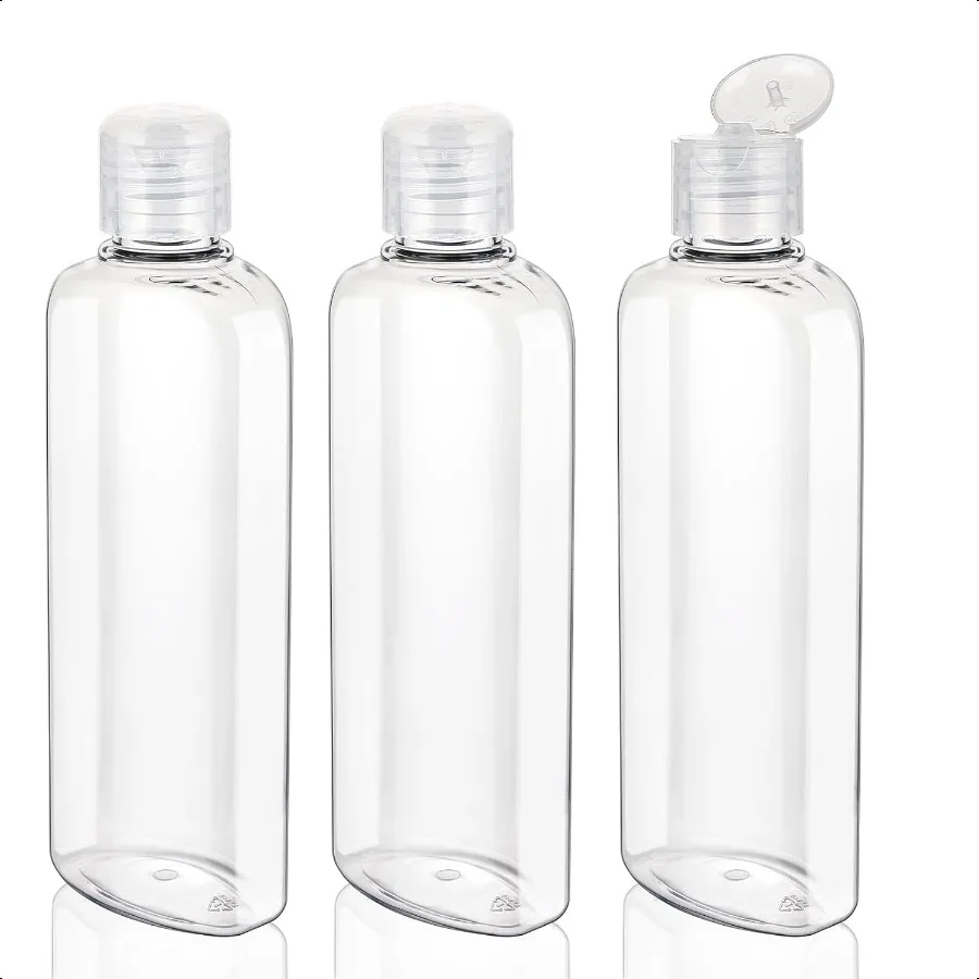

Travel Shampoo Bottles 7.7oz 220ml 3 Pack Leak Proof Plastic Squeeze Bottles with Flip Cap Travel Toiletries Empty Refillable C