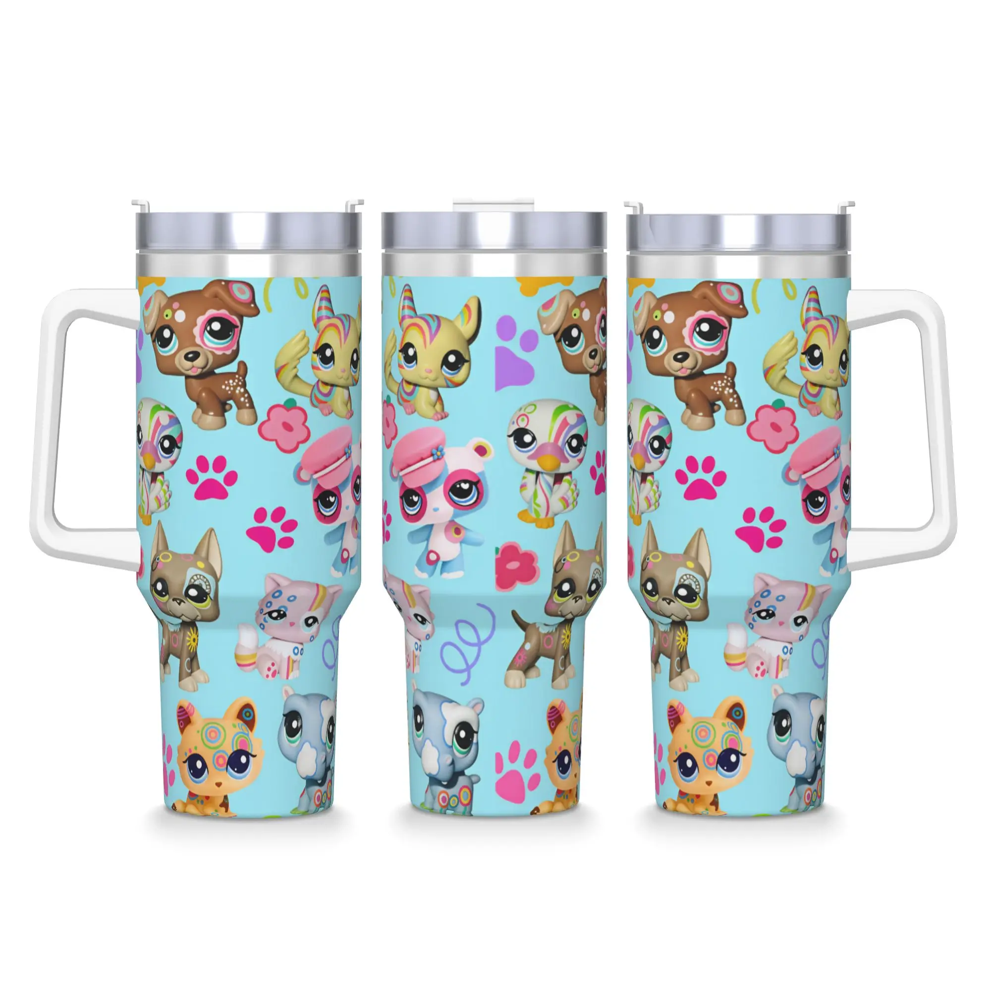 Littlest Pets Shops Tumbler  Cold Drink Water Bottle Portable Stainless Steel Thermal Cups Custom DIY Beach Car Mugs