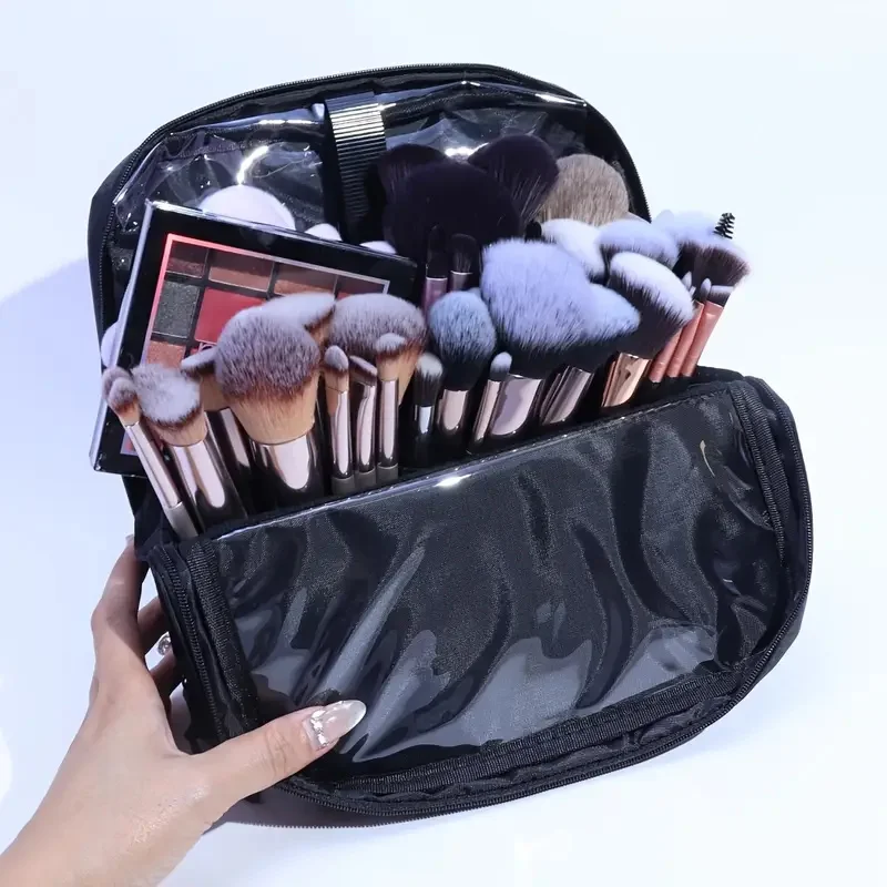 Stand-up Makeup Brushes Organizer Bag Large Capacity Makeup Brushes Case Cosmetic Bag Artist Storage Bag Can Hold 100 Brushes