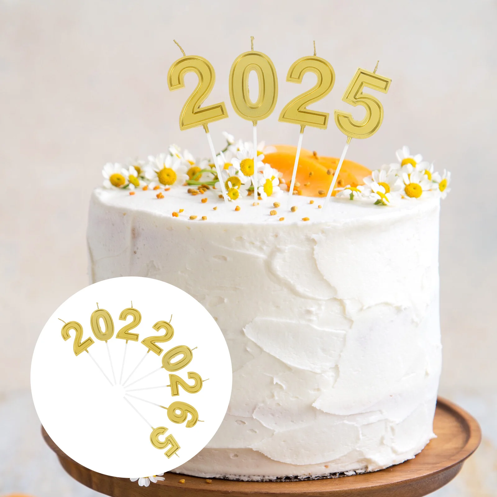 

2Set 2025 2026 New Year Number Candles Cake Toppers Cupcake Picks Festive Holiday Party Decorations Easy to Use