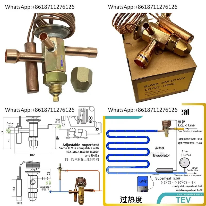 1pcs 7.5TR R22 Thermal Expansion Valve for Scroll Compressor ZR94 or 108KCE Refrigeration System