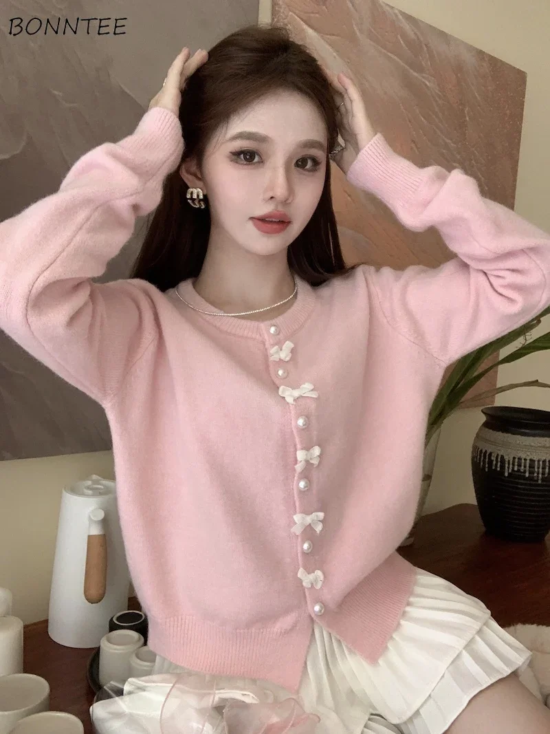 

Cardigans Women Casual Warm Knitted Coats Tender Ulzzang Fashion Aesthetic Clothes Students Gentle Autumn Winter All-match Daily
