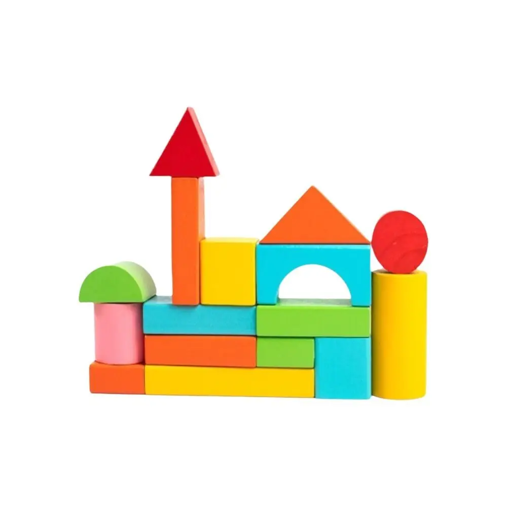 40 PZ/SET Blocchi di Costruzione In Legno Colorati Blocchi di Apprendimento Sensoriale Impilabili in Legno con Sacchetto di Immagazzinaggio 3D Primi Giocattoli Educativi