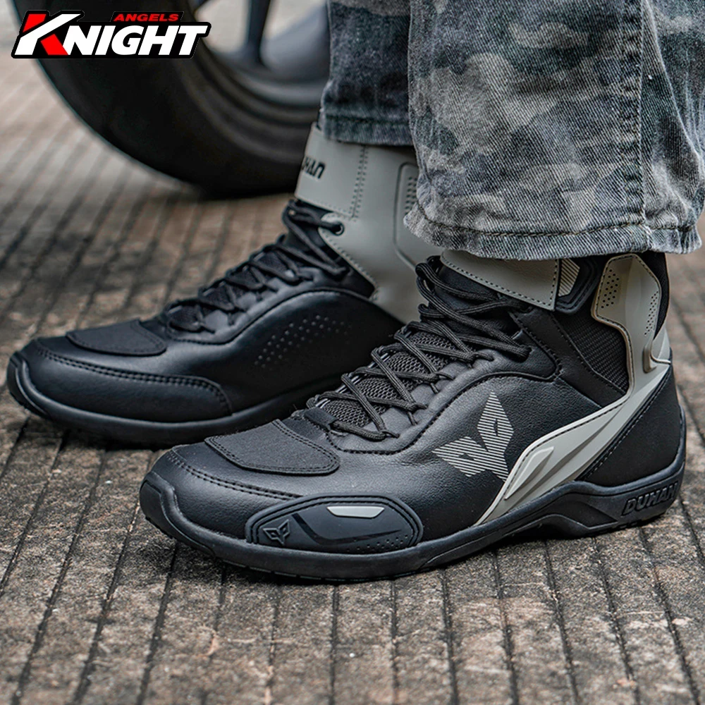 

DUHAN Motorcycle Boots Men's Anti-fall Motorcycle Shoes Rider Durable Wear Resistant off Road Racing Boots Four Seasons