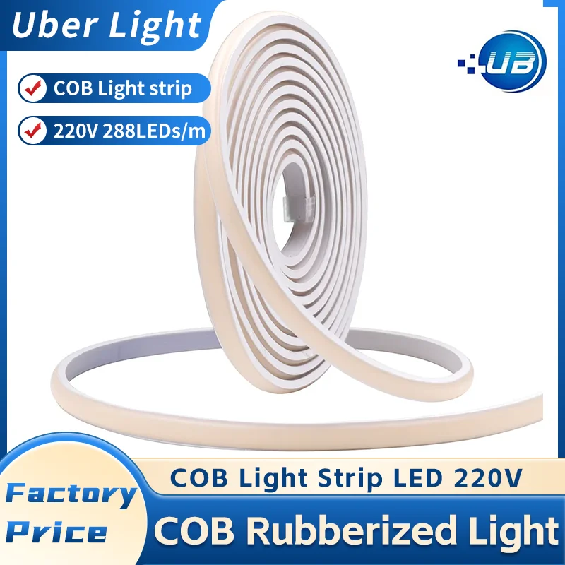 1M-35M 220V 110V Cob Led Strip Light Ra90 Super Heldere 320Leds/M Flexibele Buitenlamp Waterdichte Led Tape Met Eu Ons Power Plug