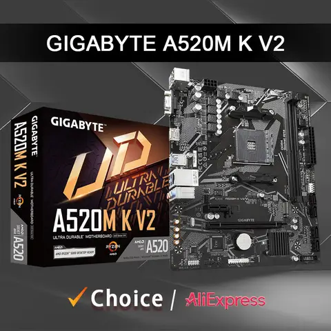 GIGABYTE New A520M K V2 Micro ATX AMD A520 DDR4 M.2 USB3.2 STAT 3.0 SSD/64G Best support R9 desktop CPU Socket AM4 Motherboard