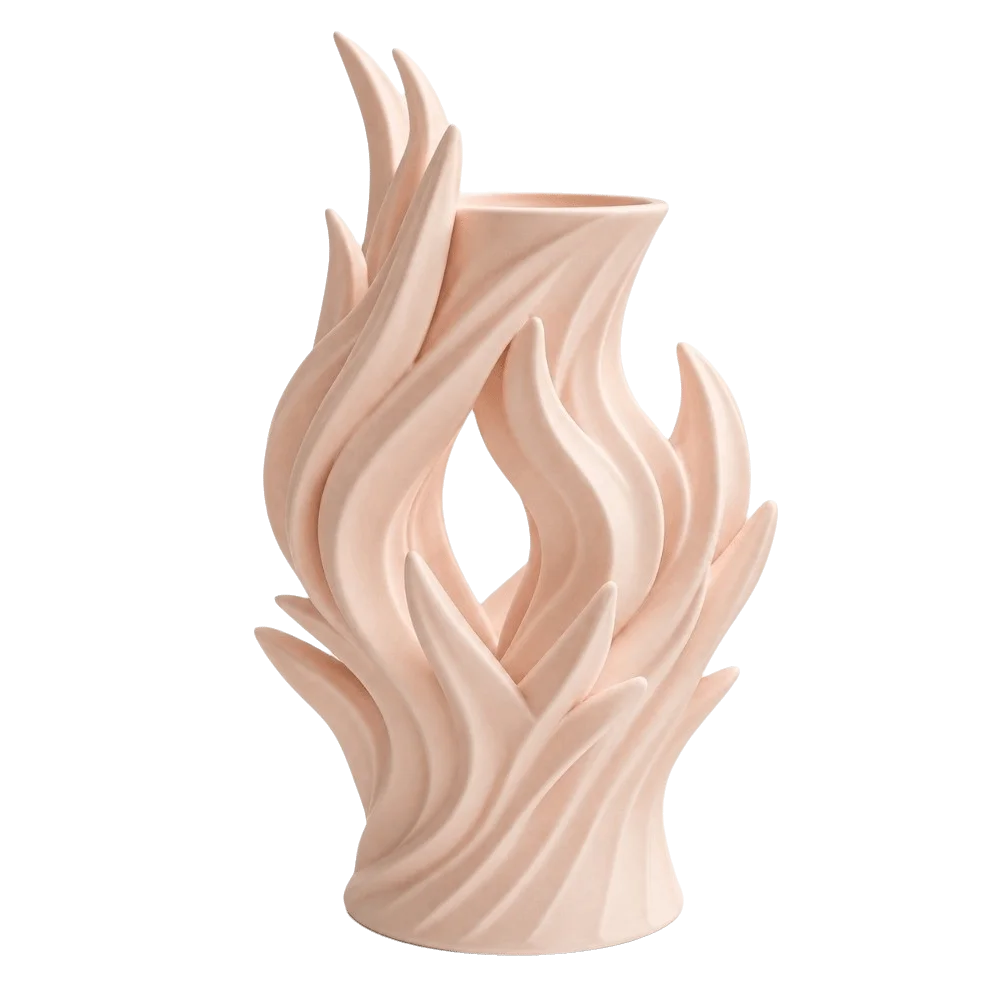 Ins Style 3D Printed Irregular Vase Twisted Wave Minimalist Artistic Flame Vase Hollow Out Flower Container Living Room