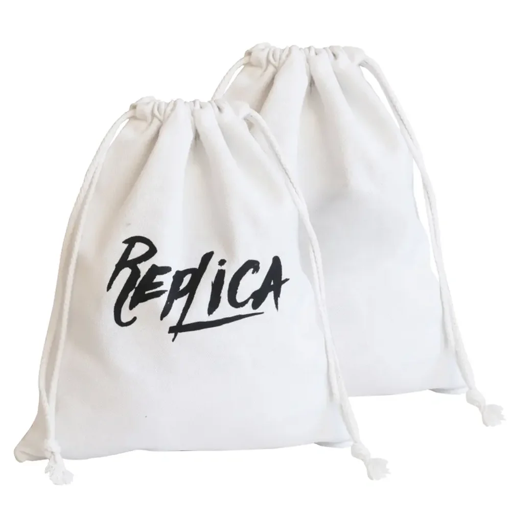 100pcs/lot Wholesale Custom Logo Printed Cotton Canvas Muslin Linen Drawstring Bag For Shoes Clothing Handbag Storage Dust Pouch