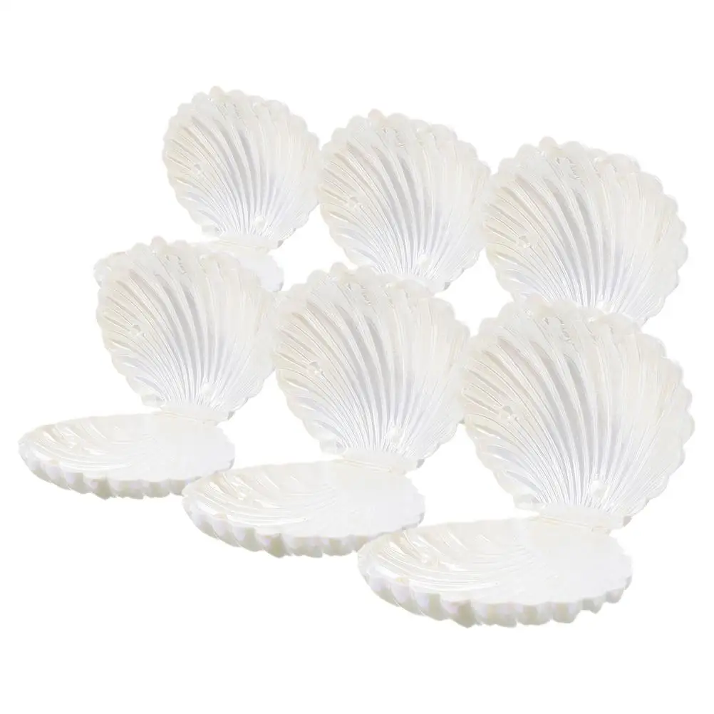 

6 Pcs Pearl Shell Candy Boxes Iridescent Wedding Party Favors Jewelry Storage Seashell Containers Clamshell Bowls PP Material