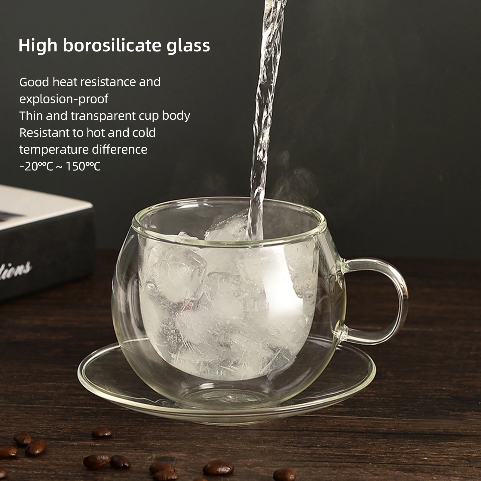 Double Wall Coffee Mug Glass 10ml/20ml Cup for tea  Cup kitchen Tool Coffee Cup With Saucer And Spoon