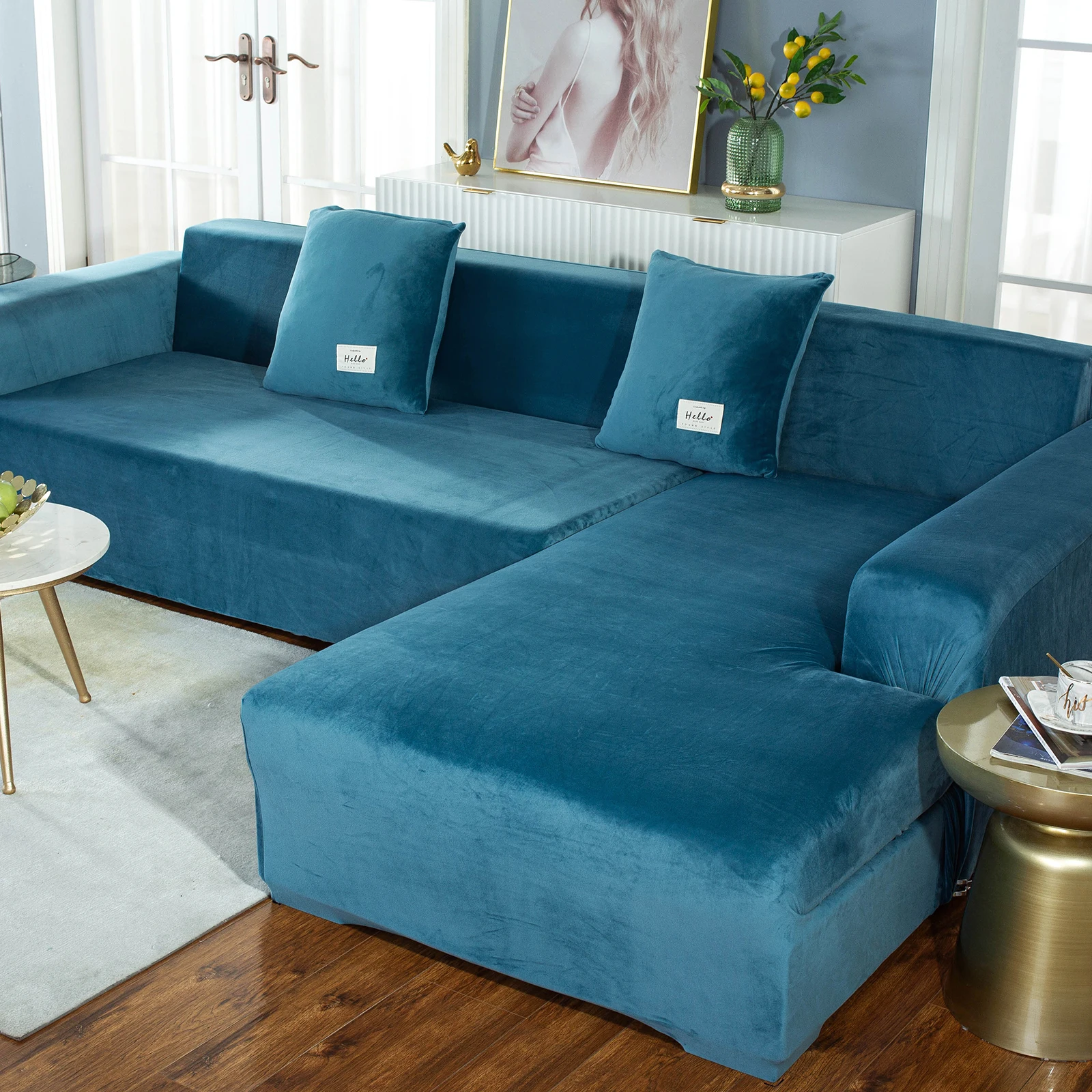 

Stretch Velvet Sofa Covers for Living Room 3 Seat All-inclusive Plush Couch Covers Elastic Case Couch Sofa Slipcover Towel