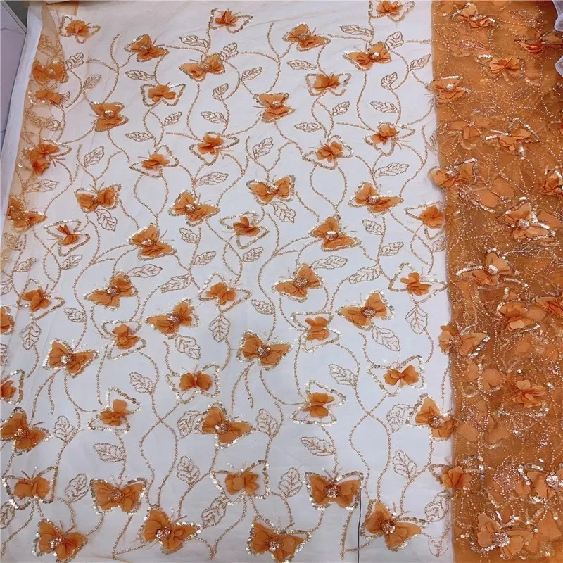 New Sequin Laser Butterfly Three-Dimensional Flower Mesh Fabric