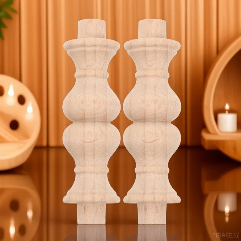 10Pcs Solid Wood Roman Pillars Unpainted Baluster Columns Miniature Staircase Railings Decorative Wood Craft Accessories