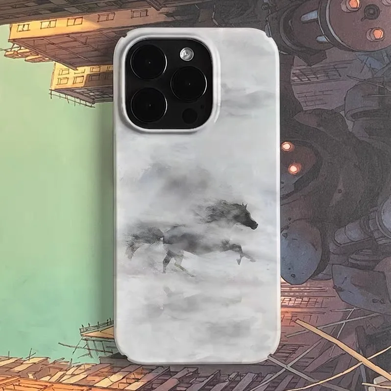 

Black and White Horse Painting Phone Case for IPHONE 17 Air 16E 15 PROMAX 14 Plus 13 12 MINI 11 PRO 16Plus Acrylic Phone Cover