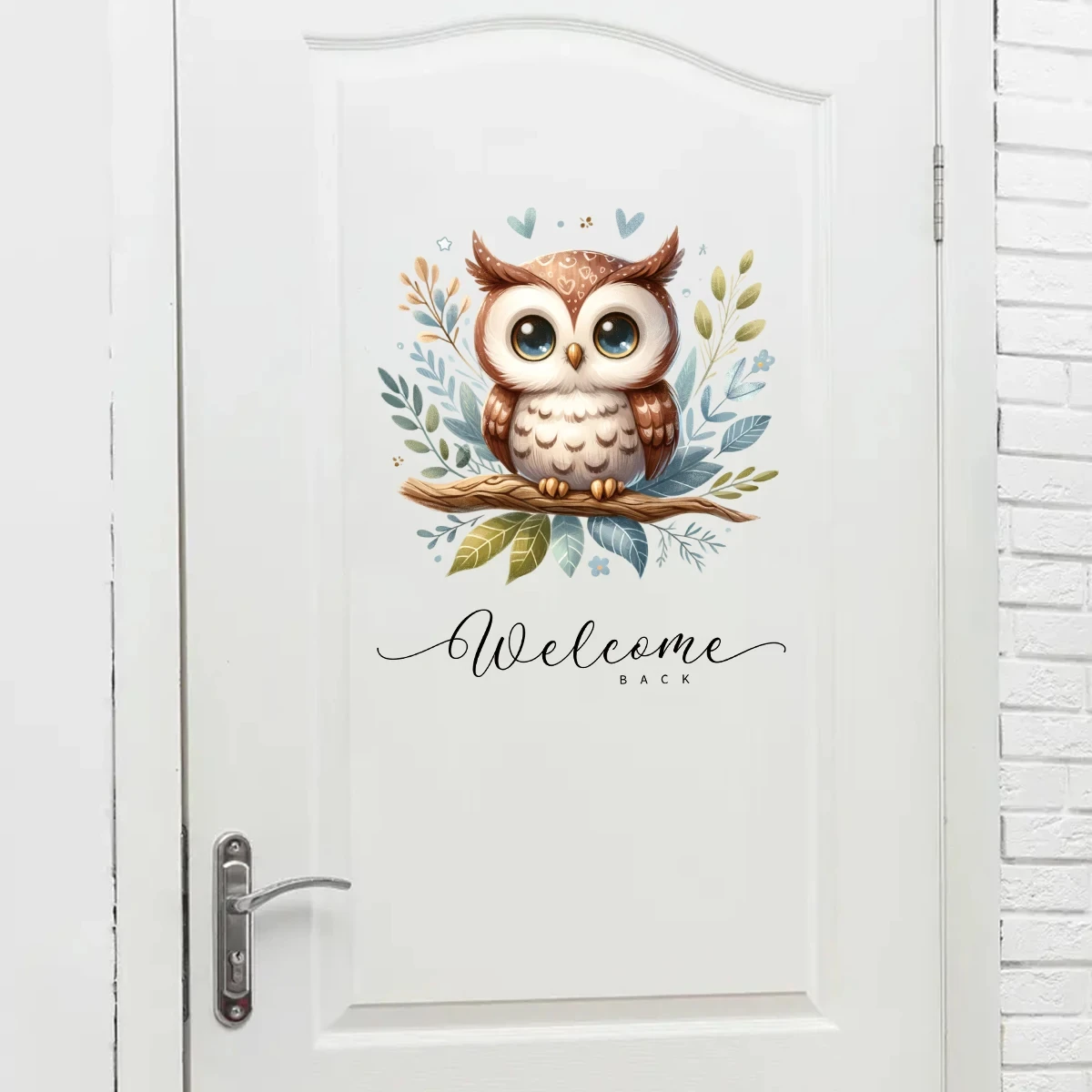 Cartoon Cute Owl and Welcome Back Animal Door Stickers Create A Warm Feeling for Bedroom Living Room Decoration Wall Decals S870