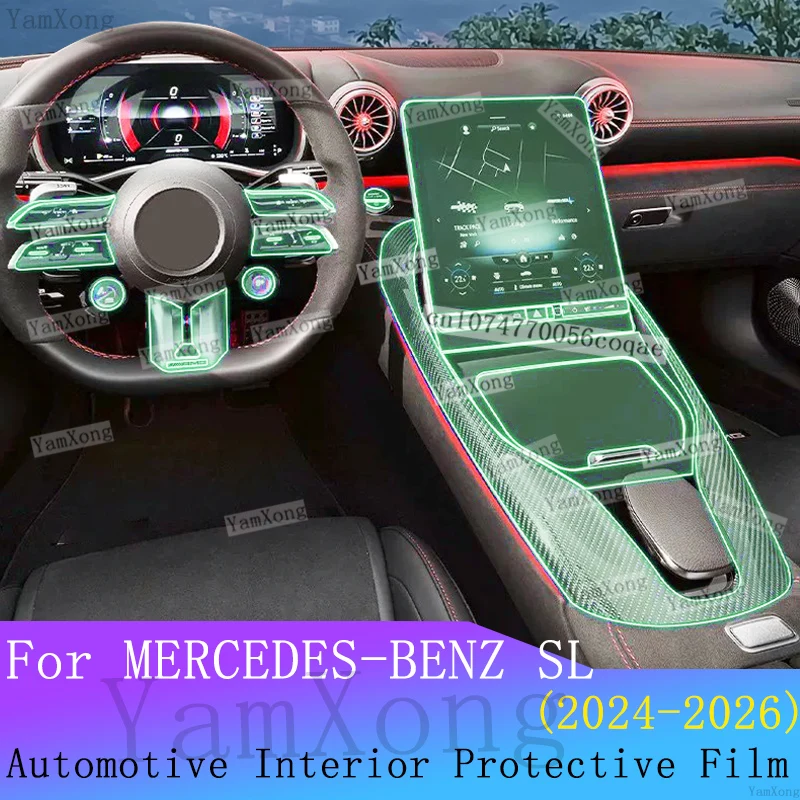For MERCEDES-BENZ SL interior Protection Film Kit LED Navigation Dashboard screen Transparent Sticker Center Panel scratch Film